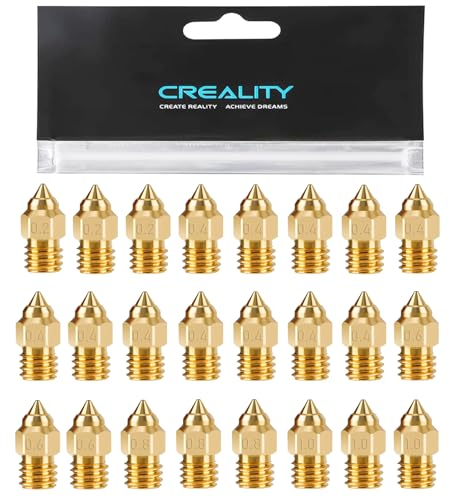 Creality - 24 pezzi in ottone per Ender 3 S1, 3D Printer Parts 12 pezzi 0,4 mm, 3 pezzi 0,2 mm, 0,6 mm, 0,8 mm, 1,0 mm, kit per Ender 3/Pro/V2/Max, Ender 3 V2 Neo, Ender 5/Pro/Plus, CR-10/S/V2