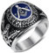 BOBIJOO Jewelry - Siegelring, Freimaurer, Herren, Edelstahl, Silber, Schwarz und Blau, Edelstahl