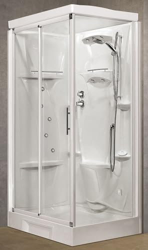 Novellini New Holiday 2P+F Hammam 120x80 cm Cabina Doccia Multifunzione Apertura Scorrevole Miscelatore Meccanico Vetro Trasparente Profilo Bianco Reversibile Idromassaggio Sauna Altezza 225,5 cm