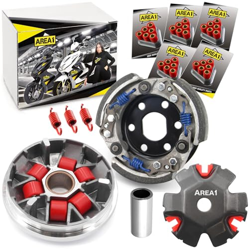 Area1 Tuning Variomatik + Tuning Kupplung kompatibel mit Peugeot 50ccm 2-Takt wie Speedfight 1, Speedfight 2 Elyseo Elystar Vivacity Trekker Gipsy Buxy Squab TKR SV Splinter X8RS SXR SFX Shaddow Bali