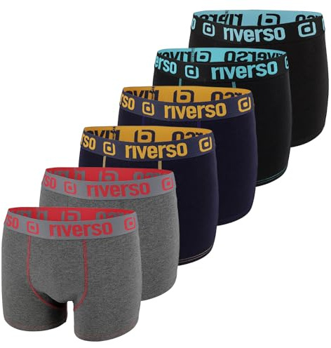 riverso Boxershorts Herren RIVOle 6er Pack Unterhosen Unterwäsche Retroshorts Set Boxer Shorts Stretch, Größe:XXL, Farbe:Farbmix 11 (RVS1BCX6PK11M)