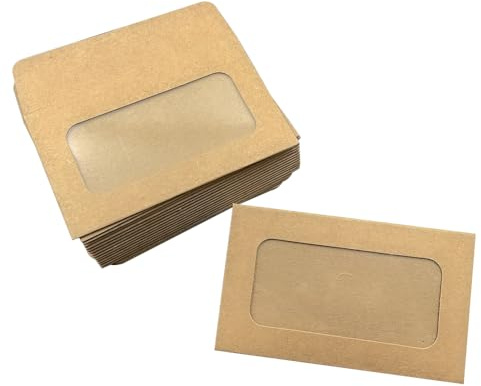 WYAN 30 Stück Braun Briefumschläge mit Fenster, Kraftpapier Umschläge, Geschäftsumschläge, Fensterumschläge, für Briefe, Geschäftspost(9.5 * 5.5cm,Karte nicht enthalten)
