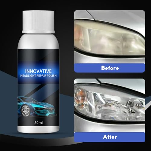 Toerjii Renovateur Phare Voiture,Liquide de Réparation Remise à Neuf Phares,pour Polissage Automobile pour Restaurer Les Lentilles de Voiture Ternes et Jaunes (1 Pcs, 30 ML)