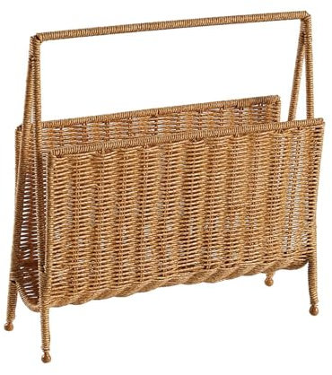 F Fityle Espositore per riviste, scaffale in piedi, porta giornali rustico, porta libri, cestino intrecciato per camera da letto, ufficio, soggiorno