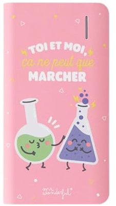 Mr Wonderful Opportunité Powerbank Drôle de 4000mAh avec Illustration et Texte sur Fond Rose, Batterie Externe Qui apporte Une Touche de Joie à Votre Quotidien - Cadeaux Originaux