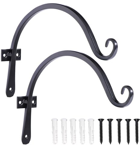 JunGG Pflanzenhalterung Blumenampelhalter 20 cm Eisen Hängender Pflanzenhalter Wandhaken Blumenampel Wandpflanzenhaken für Pflanzer Vogelhäuschen Laternen Windspiele Wandleuchter, 2er Pack