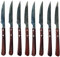SanheKit Lot de 8/12 couteaux à steak en acier inoxydable à haute teneur en carbone, manche en bois, poignée ergonomique, couteau à viande dentelé (Rouge Brun 12 PIECES)