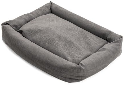 Record Hundebett Mono-Design-Zwinger fur Hunde und Katzen aus Baumwolle. Weiches und einladendes, schnell trocknendes, gepolstertes Haustierbett; Rechteckiges Kissen |Dunkelgrau, M - 70x50x17