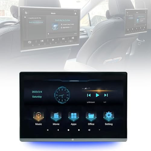 10.1in Car Headrest Video Player, 4K 2G+32G Rear Seat Car TV with Speaker, Android 9.0 Portable Tablets Phone with HDMI In+Out/Bluetooth/USB, Support Multiple Languages