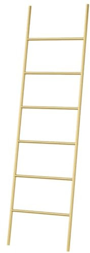 6 Tier Standing Towel Rack Holder Blanket Ladder Wall Mounted Metal Drying Storage Shelf Freestanding(Color:Gold)