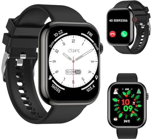 Smartwatch für Herren/Damen mit Telefonfunktion - 1,85 Bildschirm Fitnessuhr, Herzfrequenz, SpO2, Schlafmonitor, Schrittzähler, IP68 Wasserdicht Uhr, 113+ Sportmodi Sportuhr für Android iOS