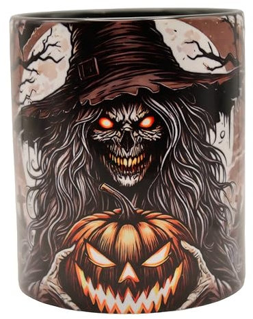 Shopi Zone Taza de cerámica con diseño halloween, taza terrorifica con bruja de halloween, taza creativa, tazas únicas para momentos inolvidables