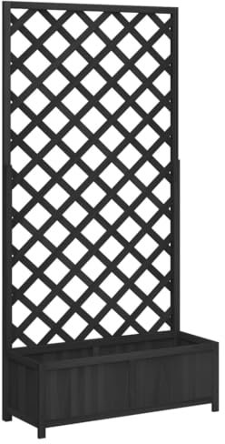 AUVYI Pflanzentopf mit Spalier Hochbeet Balkonkasten Pflanzenkasten Blumentopf Pflanzgefäß Dekokasten Langlebig und Verrottungsbeständig Perfekt für Balkon Garten Terrasse Schwarz 90x35x180 cm