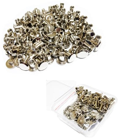 JXPXJMY 50 PCS Chicago Screw Set, Carbon Steel Binding Rivets for Books Leather Ledgers Travel Cases (Silver, M5*8)