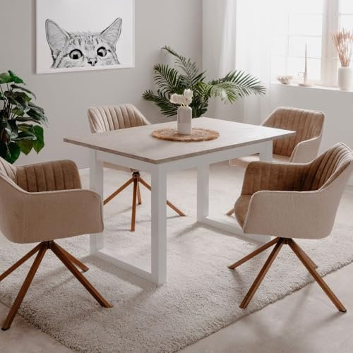 Ausziehtisch sand und weiß 120x80x75H cm - Meggy