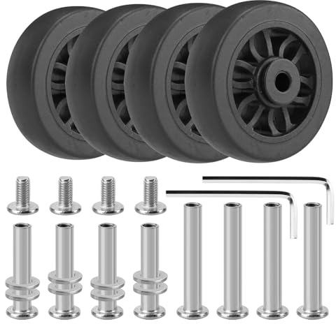 Vivikivi 4 Stück Kofferrollen Ersatzrollen Universal, Mute Koffer Rollen Ersatz, Gepäck Koffer Ersatzräder Kit, VK-C8 55mm