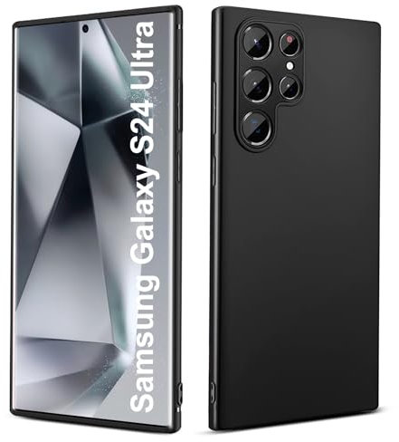 Elekpia Ultradünne Hülle für Samsung Galaxy S24 Ultra 5G, Matt Schwarz weiche Silikon Handyhülle mit hautschmeichelnder Griffigkeit | Stoßfeste Anti-Fingerprint Schutzhülle Case