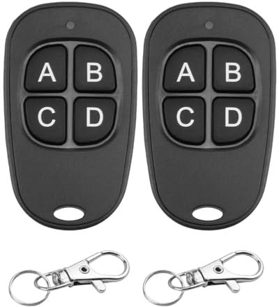 2 Pièces Telecommande Universelle Portail 433.92 Mhz, Clonage Garage Porte Telecommande Clés à 4 Boutons, Longue Distance Duplicateur Sans Fil Clonage pour Porte Garage Électrique