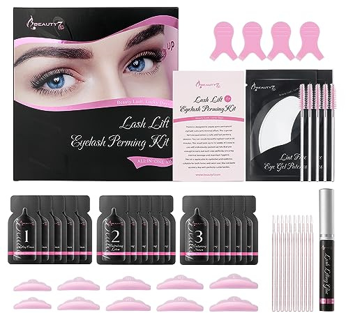 Lash Lift Kit 2 in 1 Eyelash and Eyebrow Lamination Kit, Lash Perm Kit, Semi Permanent Lash Extension Curling Set, Individual Package Pack of 5 Beauty7 (with Glue 1)