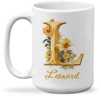 Tasses À Café Letter Alphabet Initial Customized Letter L Design Mug Ceramique Drôle Tasse Café Idéal Tasse À Thé pour Travail Anniversaire Collègue 330ML