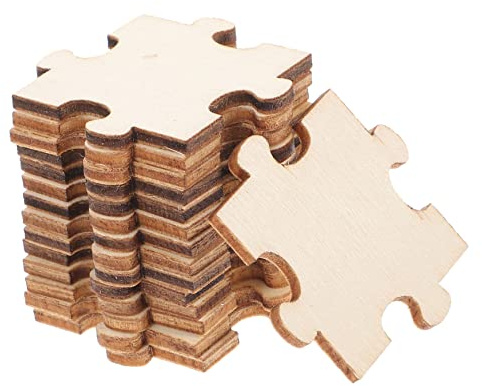 FRCOLOR Leere Puzzleteile Holz 100 Stück Holzpuzzle Bastelset Selbstgemacht Holzspielzeug Für Kinder Kreatives Basteln Malen Und Dekoration