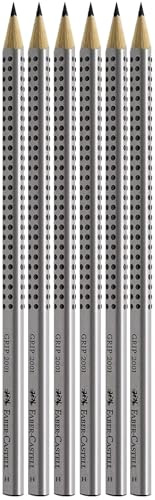 Faber-Castell 117697 - Bleistifte GRIP 2001, Schaftfarbe: silber, schwarz (H, 1 stück (6er Pack))
