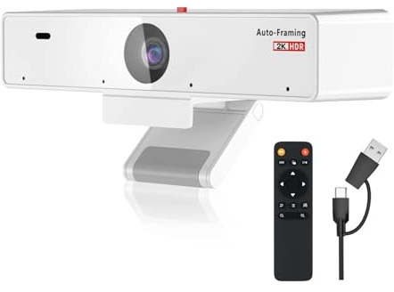 AYJYZHIAG Webcam V21-AF 2K con 4 microfoni cancellazione del rumore, fotocamera 1080P 60fps e riproduzione for streaming live di riunioni su PC/Mac/laptop