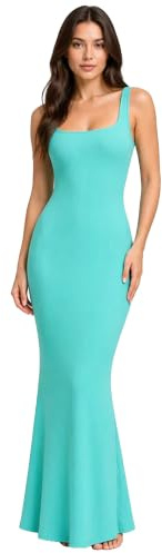 CFab Sommerkleid Damen Lang Gerippt, Figurbetontes Maxikleid | Ärmelloses Design mit zeitloser Silhouette und modernem Schnitt