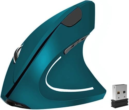 Lhome 2.4G Wireless Vertical Mouse, Rechargeable Ergonomic Optical Mice: 3 Adjustable DPI 800/1200/1600 Levels 6 Buttons, for Laptop, PC, Computer, Desktop, Notebook etc, Green
