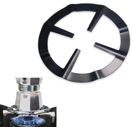 YAWYO Universal Mocha Pot Stand, Cast Iron Mocha Pot Holder, Metal Trivits Gas Stove Reducer, Compatible with Moka Expresso Coffee, Gas Hobs, Pans, and Small Cookware (Black)