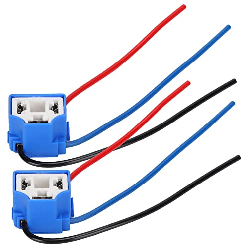 MasYosh 2 Stück H4 Keramik-Buchse, HB2 9003 Lampenstecker mit 1 mm² Kupferkabel, für Scheinwerfer-Nebelscheinwerfer-Modifikation 12–24 V
