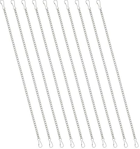 Nogeqi 10 Pcs 20 Inch Hanging Chains for Stained Glass Panels, Silver Stainless Steel Picture Hanging Chains with Hooks, Metal Decorative Chain for Suncatcher Crystals and Hanging-Baskets