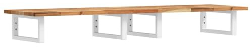 vidaXL Waschtischplatte mit Halterung, Holzplatte Waschtischkonsole Wandmontage, Waschbeckenplatte Wandkonsole Wandregal, Stahl Massivholz Akazie