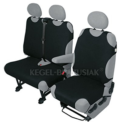 ZentimeX Z927007 Sitzbezüge Fahrersitz/Einzelsitz + Doppelbank/Zweierbank T-Shirt-Design Baumwolle schwarz