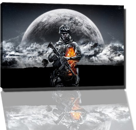 Battlefield Bild auf Leinwand -- 120x80 cm fertig gerahmte Kunstdruckbilder als Wandbild - Billiger als Ölbild oder Gemälde - KEIN Poster oder Plakat