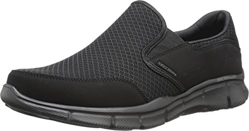 Skechers Herren Equalizer Persistent Low Top, Black Mesh Duraleather Trim, 41 EU