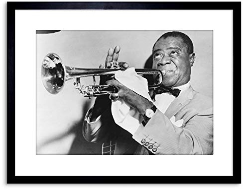 Wee Blue Coo 9x7 '' PHOTO MUSIC JAZZ LOUIS ARMSTRONG PLAYING TRUMPET FRAMED ART PRINT F97X825