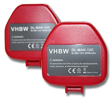 vhbw 2X Akku Ersatz für Makita 1202, 1200, 1201, 1201A, 192271-4, 1202A, 192296-8, 192293-4 für Werkzeug (3000 mAh, NiMH, 12 V)