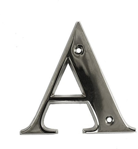 Beautiful 3 Inch Bevelled Edge Polished Chrome Door Letter A - Screw Fix Front House Letter A