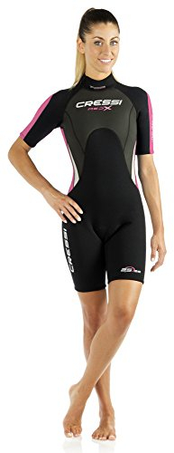 CRESSI Med X Lady Shorty Wetsuit Black/Pink/Grey 2.5mm S/2 - Kurzer Neoprenanzug für Damen aus 2,5 mm Hochelastischem, Schwarz/Rosa/Grau, S/2