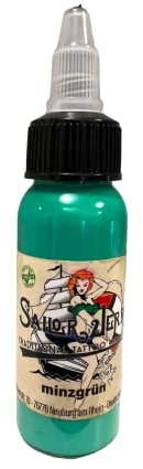 SAILOR JERRY MINZ GRÜN 30ml - vegan - deutsche Tattoofarbe mit Zertifikat - INKgrafiX® IG04505 Tattoo INK Grün Green