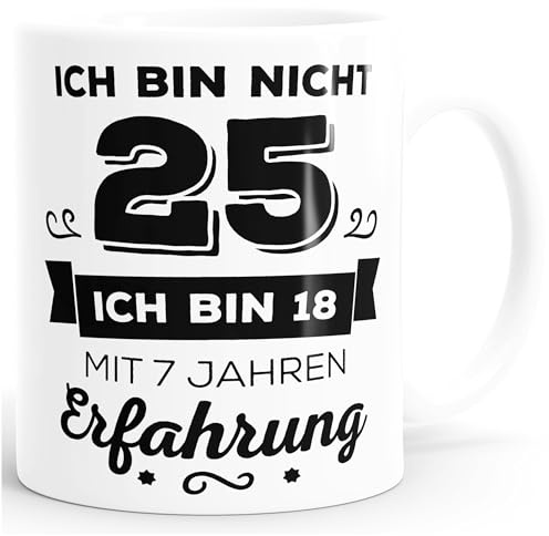 MoonWorks Kaffee-Tasse Geschenk-Tasse Ich bin nicht (style_variation) sondern ich bin 18 mit ((style_variation)_jahre_erfahrung) Jahren Erfahrung Geschenk Geburtstag Weiss unisize