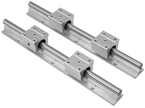 2Pcs 30cm Linearschienenführung, Verriegelung Typ SBR12 Gleitschienenwelle, mit 4Pcs Lager Gleitblock, hohe Härte, Rostschutz, für DIY CNC Fräser, Fräser, Drehmaschinen