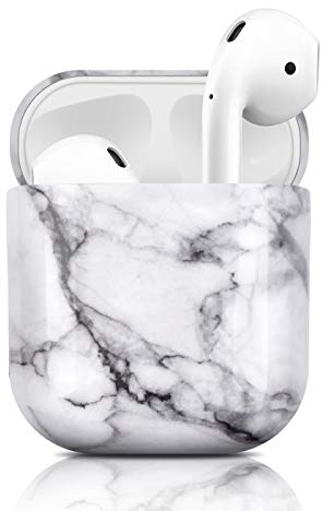 Newseego Kompatibel mit Airpods 1/2 Hülle, Marmor Muster Ultradünnes Vollschutz Tragbare für AirPods 1/2 Hülle Earpods Ohrhörer-Ladetasche - Weiß