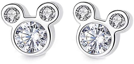 SLUYNZ 925 Sterling Silber Kleine Ohrstecker Tiere Ohrringe für Frauen Damen Kristalle Süße Mäuse Ohrringe Ohrstecker