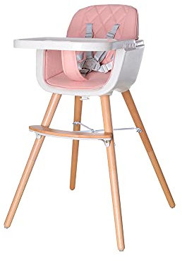 PLASTIMYR - Trona Woody | Diseño atractivo y minimalista | Trona o silla junior | Arnés de seguridad 5 puntos | Silla para comer bebé portátil, Woody Rosa, Rosa 50x65x85cm, Cuero sintético