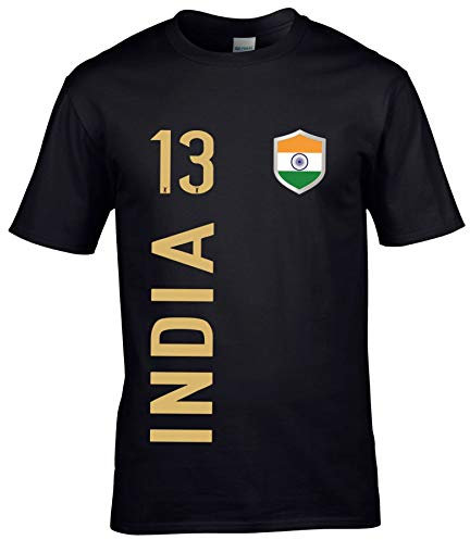 FanShirts4u Herren Fan-Shirt Jersey Trikot - Indien/India - T-Shirt inkl. Druck Wunschname & Nummer WM (L, Indien/schwarz)
