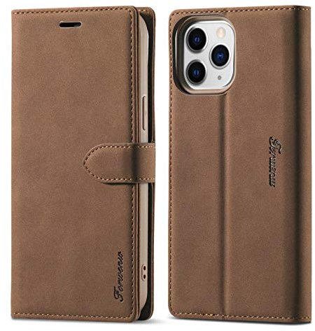 LOLFZ Wallet Case for iPhone 12 Pro, Vintage Leather Case Card Holder Kickstand Magnetic Closure Flip Case Cover for iPhone 12 Pro 6.1 inch - Brown