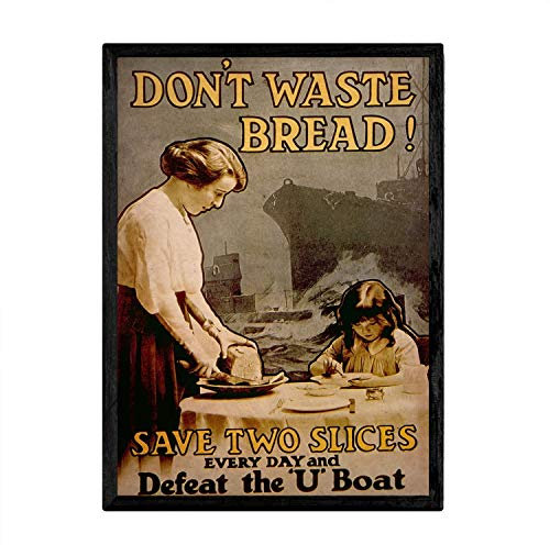 Nacnic Vintage Poster Brot verschwenden. Blätter für Interieur mit klassischen und antiken Werbebildern zu dekorieren. Gemälde Retro-Dekor. A3