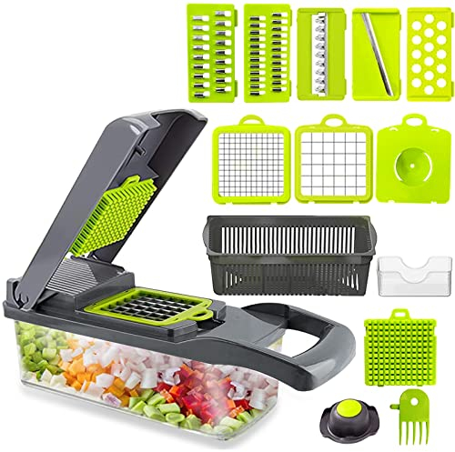 Toskope 15 en 1 Mandolines de Cuisine Professionnelle, Coupe Legumes Multifonctions avec 6 Lames en Remplaçables, Accessoire Cuisine pour Trancher, Couper et Râper Les Légumes